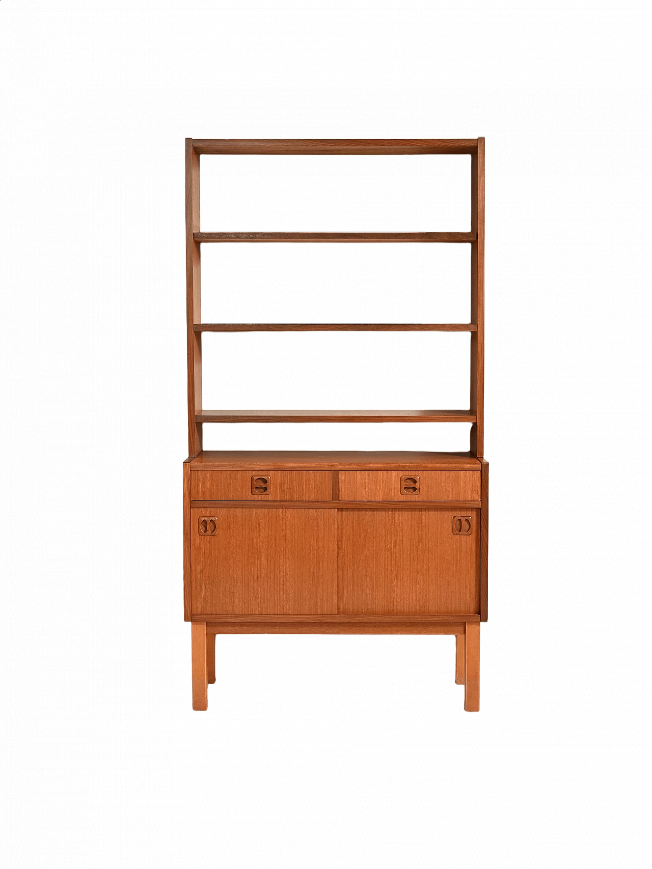 Libreria in teak con ripiani ed anta scorrevole, anni '60 22