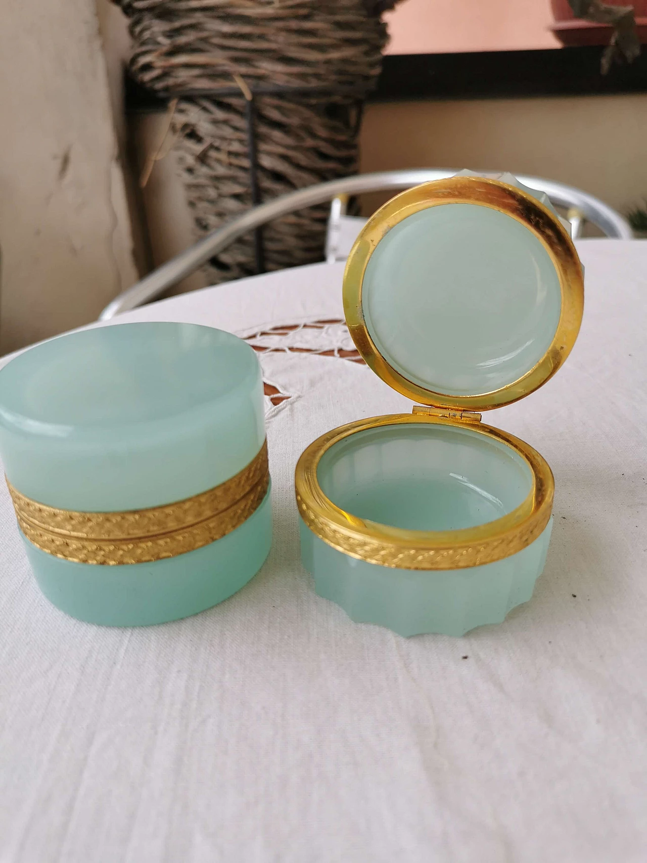 Pair of small alabaster boxes, 1950s 2