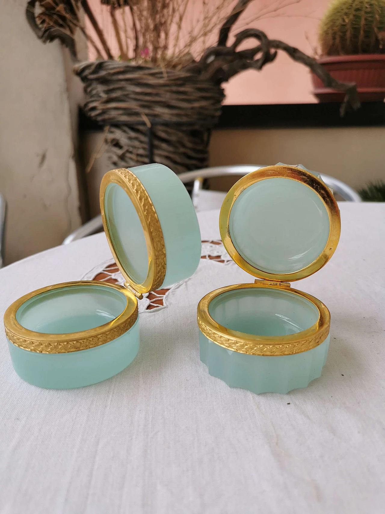 Pair of small alabaster boxes, 1950s 3