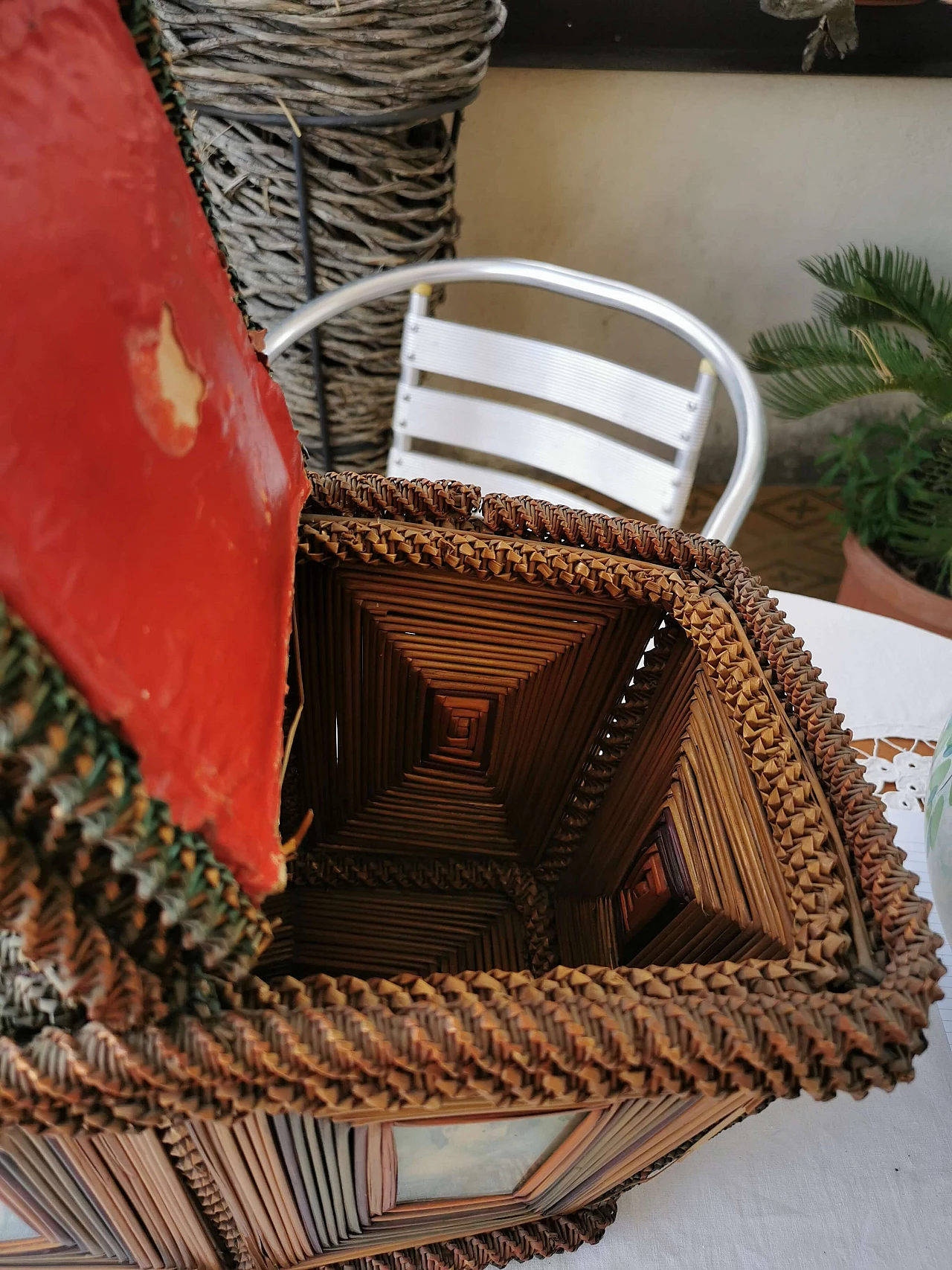 Cestino da sarta in paglia, anni '50 2