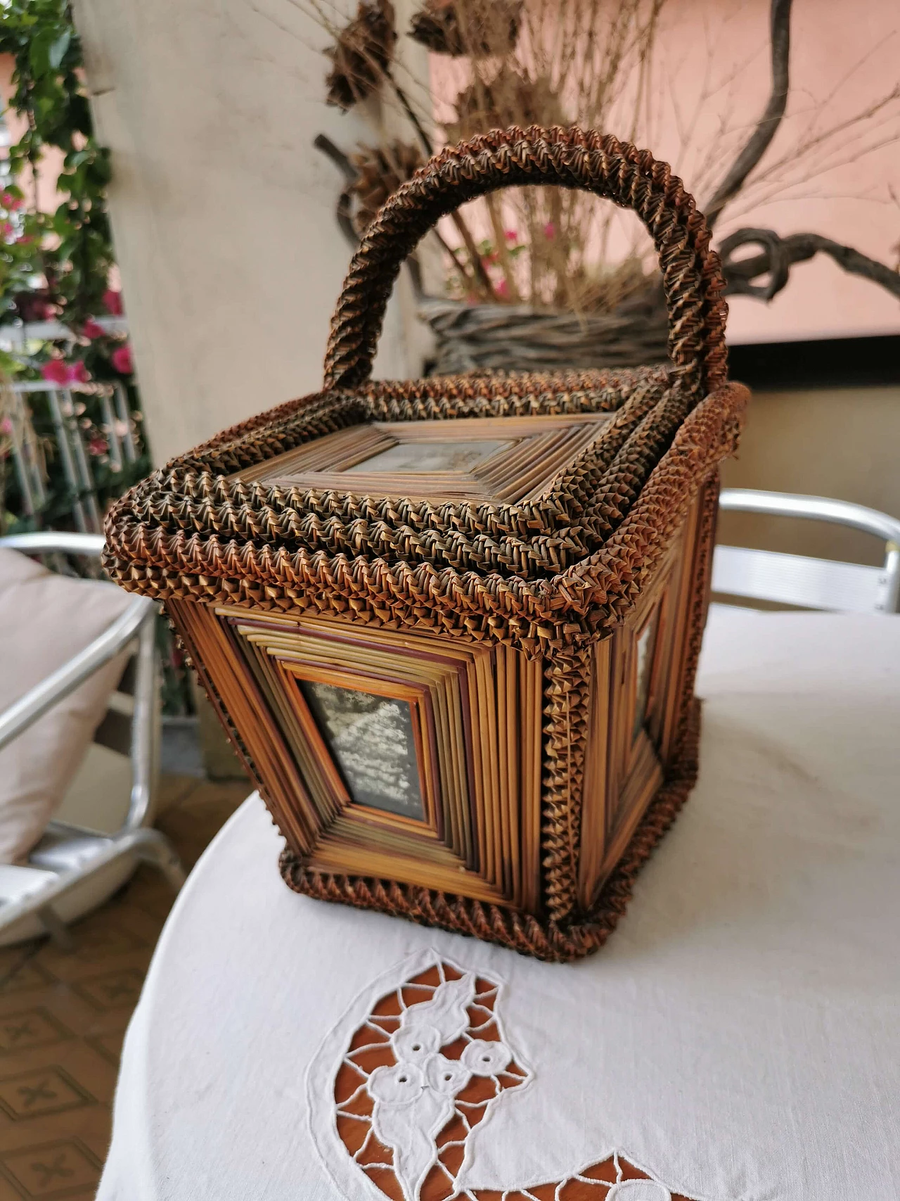 Cestino da sarta in paglia, anni '50 3