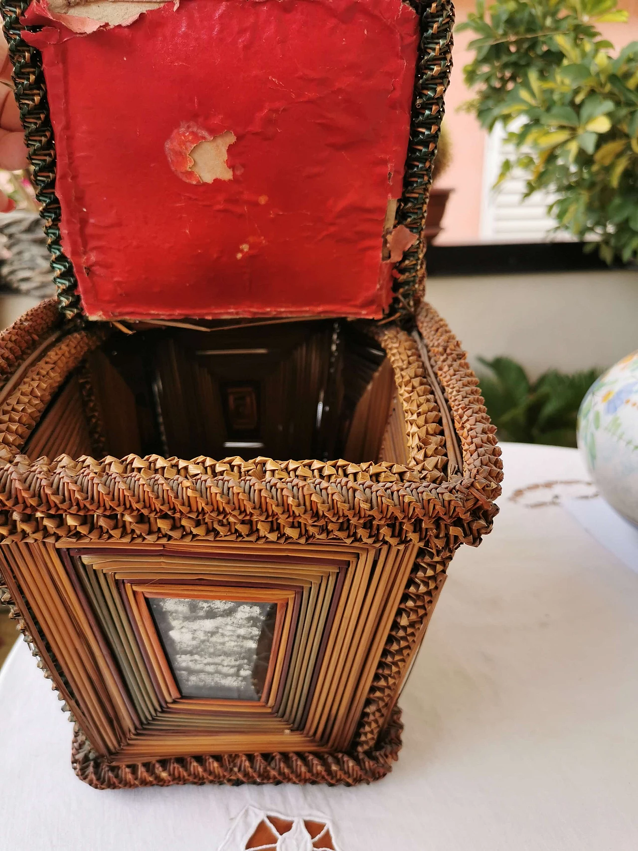 Cestino da sarta in paglia, anni '50 4