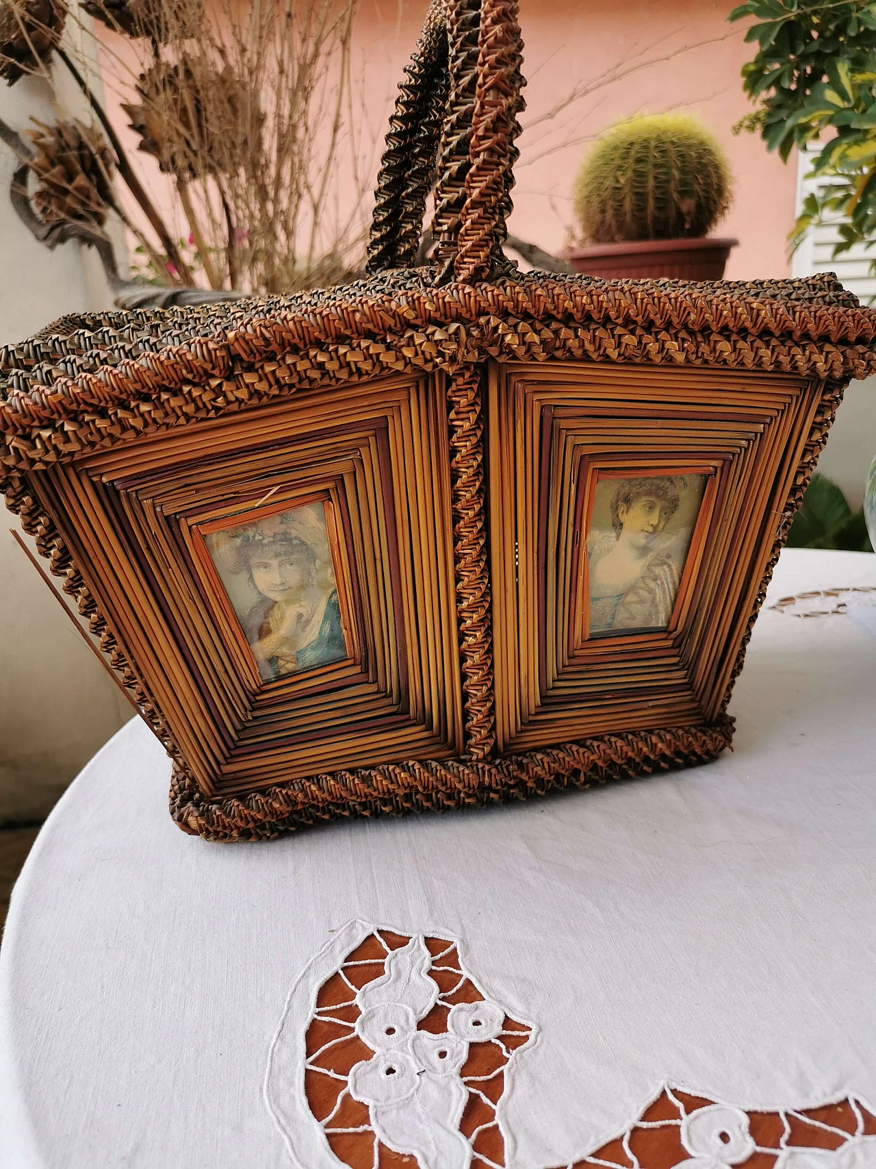 Cestino da sarta in paglia, anni '50 5