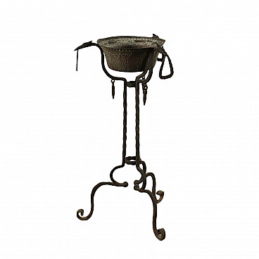 Wrought iron vase holder with decorations, 1930s