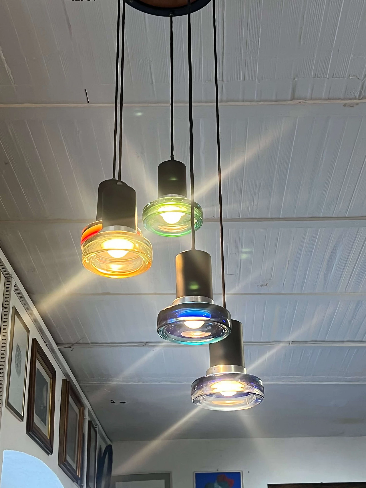 Stained glass chandelier by Francesco Poli for Seguso, 1960s 2