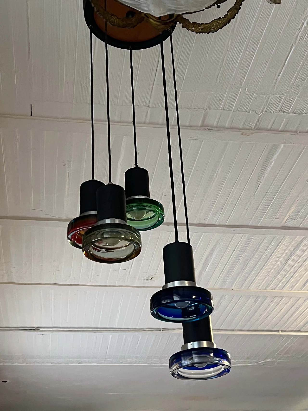 Stained glass chandelier by Francesco Poli for Seguso, 1960s 3