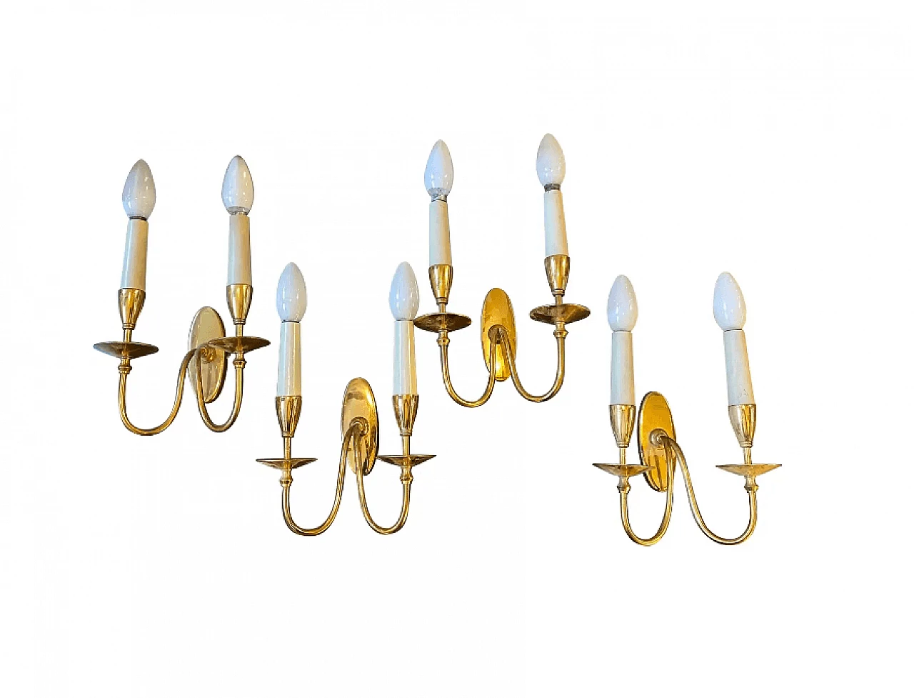 4 Applique in ottone di Bruno Chiarini, anni '60 1