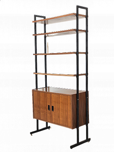 Wood and brass bookcase, 1960s