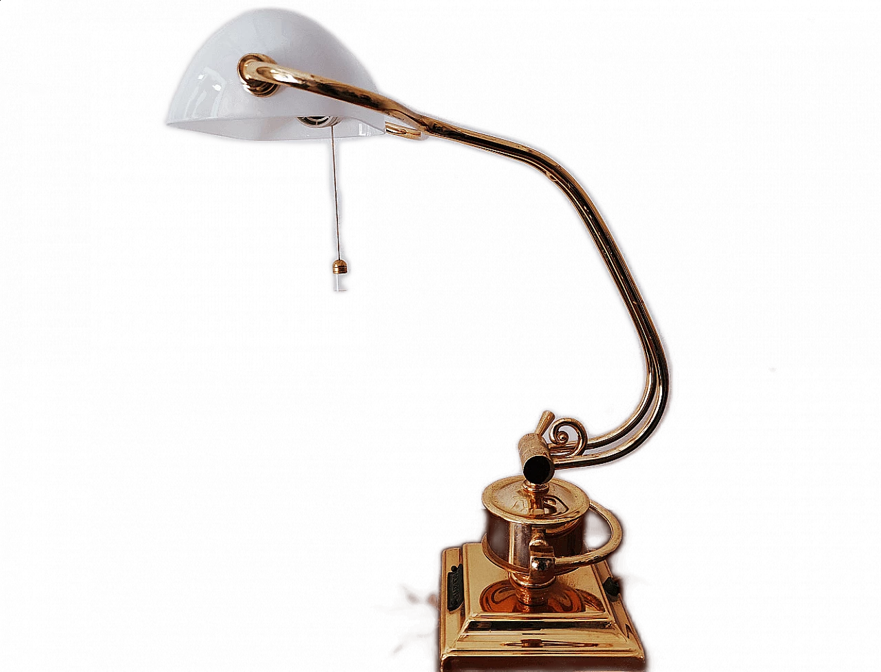 Lampada da scrivania bianca e oro, anni '80 16