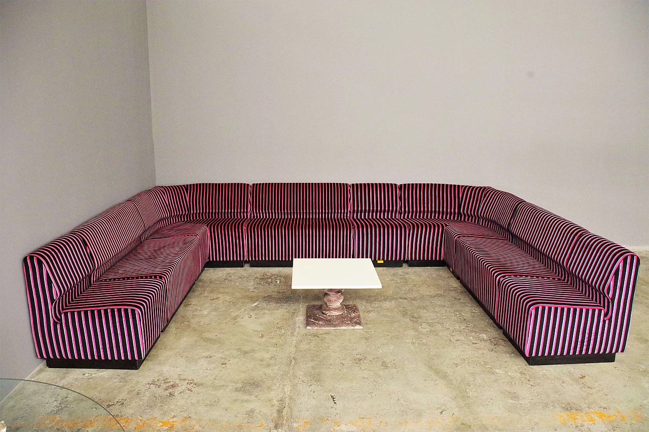 Striped fabric and plastic sofa with 13 modules by Cestari, 1990s 1