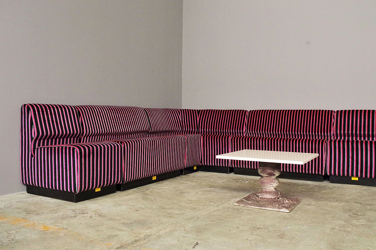 Striped fabric and plastic sofa with 13 modules by Cestari, 1990s 2