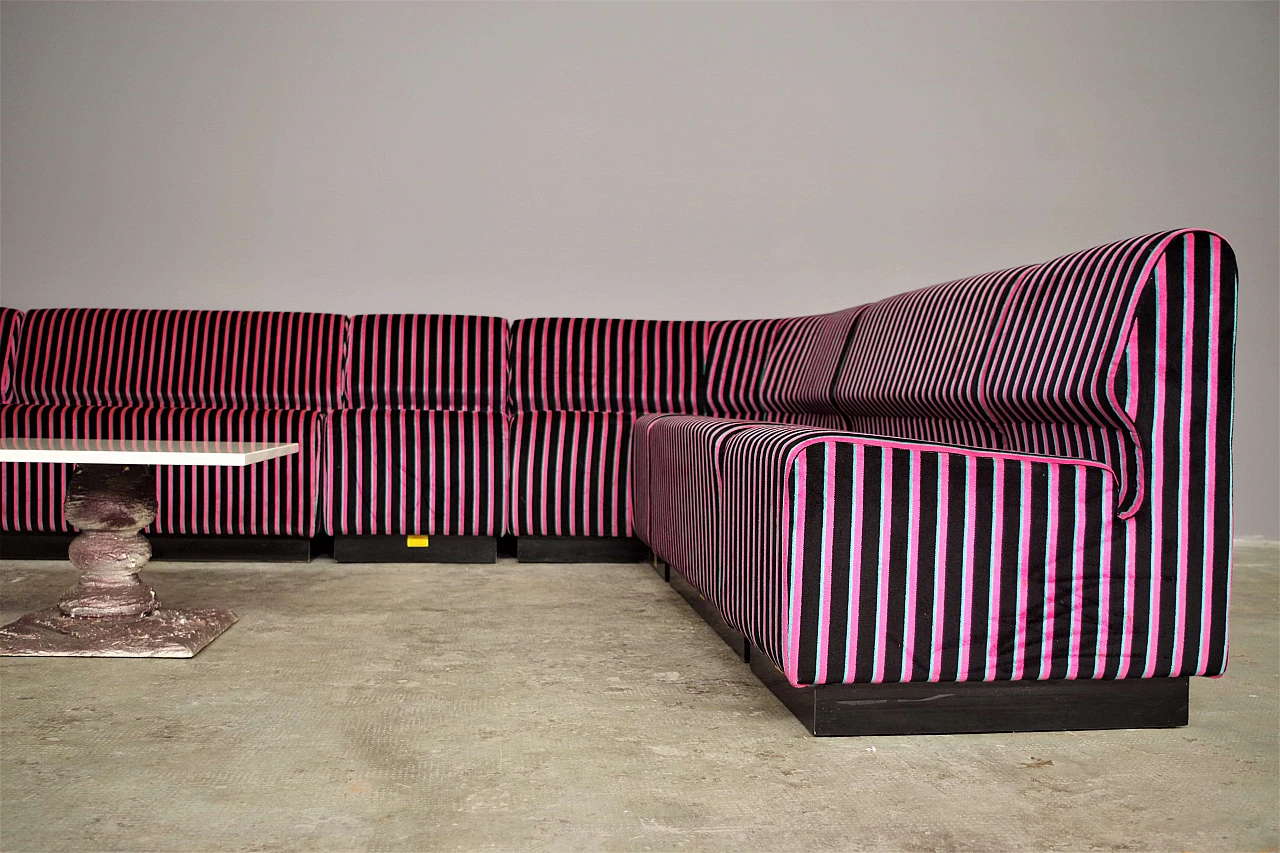 Striped fabric and plastic sofa with 13 modules by Cestari, 1990s 3
