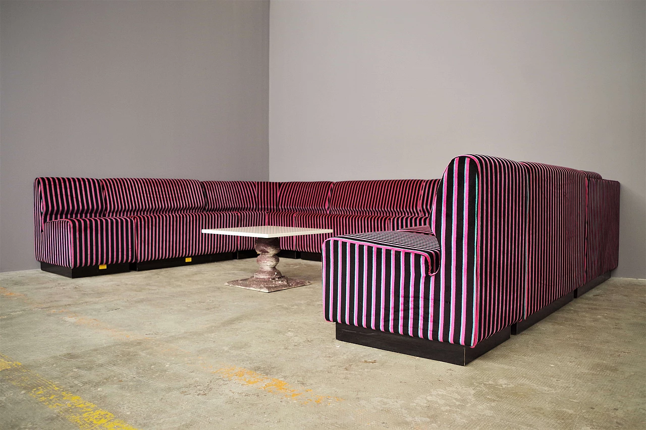 Striped fabric and plastic sofa with 13 modules by Cestari, 1990s 5