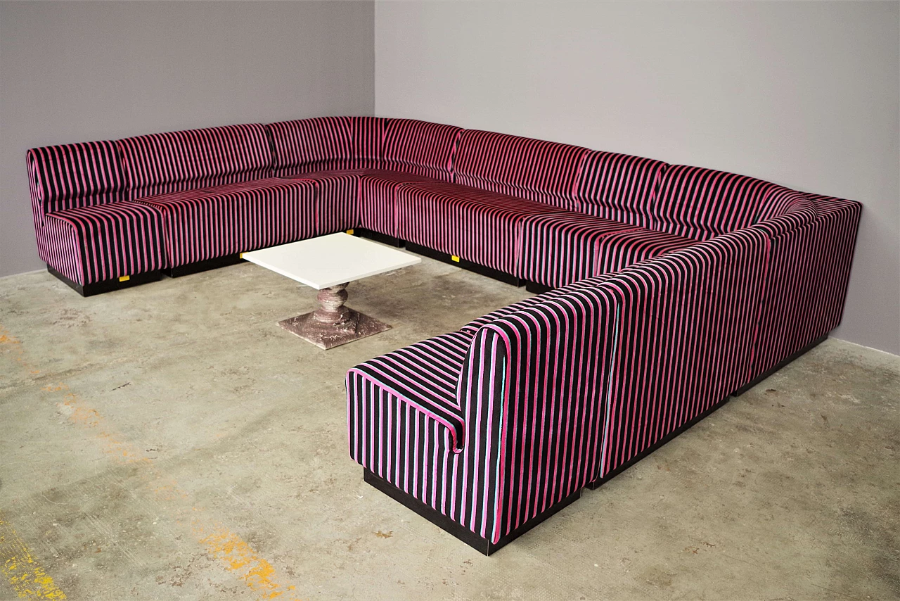 Striped fabric and plastic sofa with 13 modules by Cestari, 1990s 6