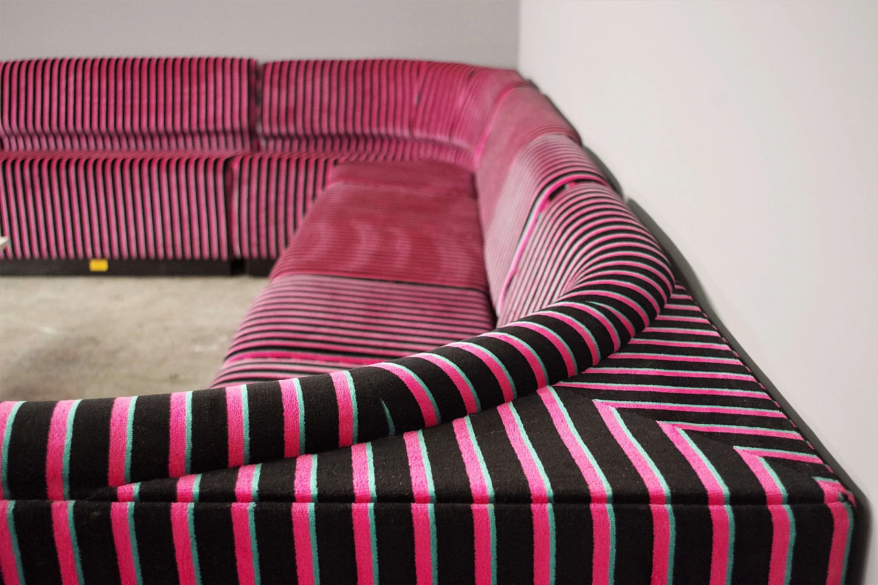 Striped fabric and plastic sofa with 13 modules by Cestari, 1990s 7