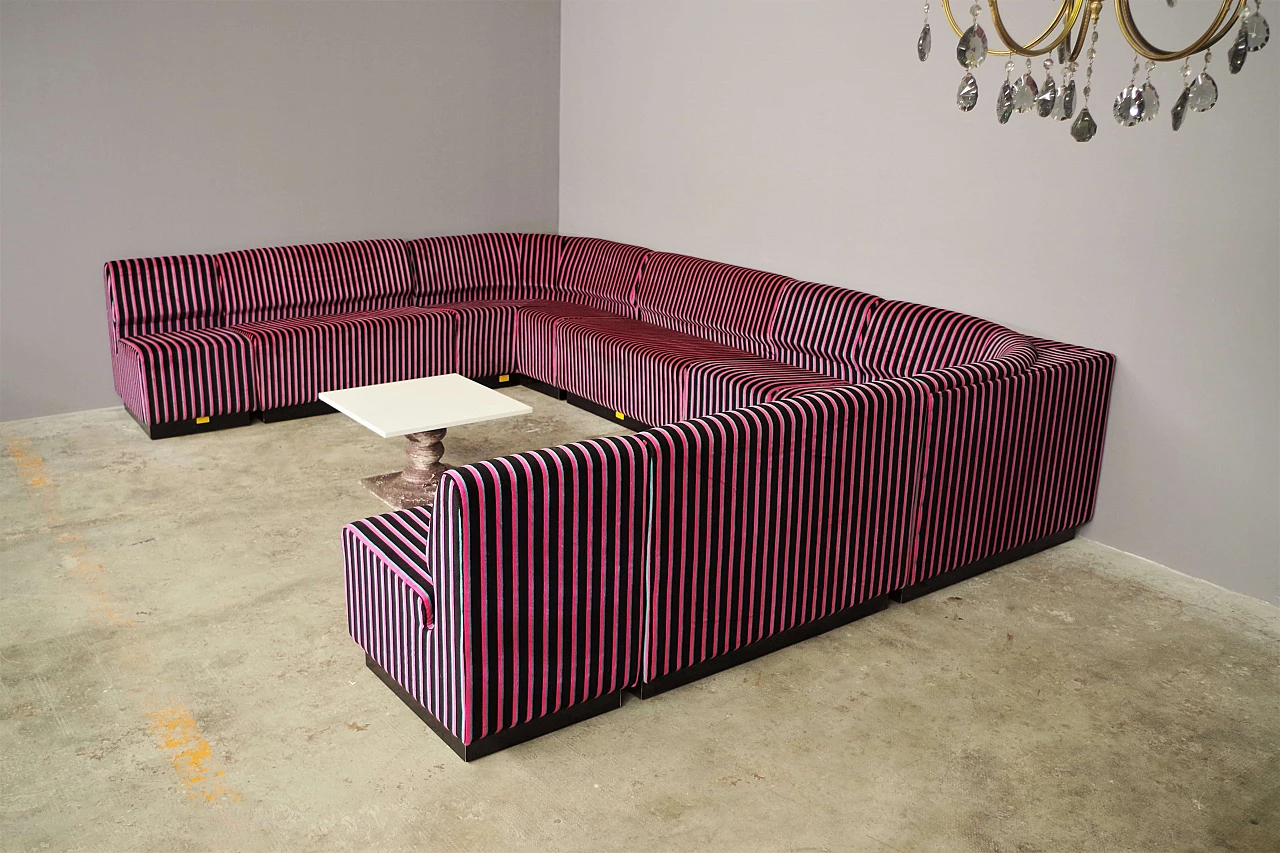 Striped fabric and plastic sofa with 13 modules by Cestari, 1990s 8