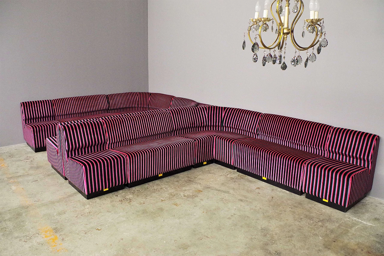 Striped fabric and plastic sofa with 13 modules by Cestari, 1990s 21