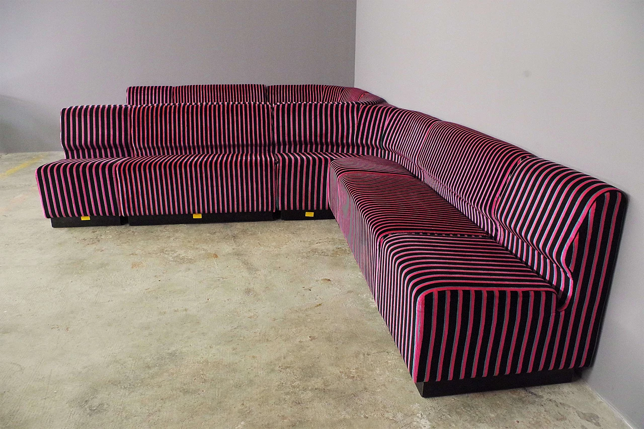 Striped fabric and plastic sofa with 13 modules by Cestari, 1990s 22