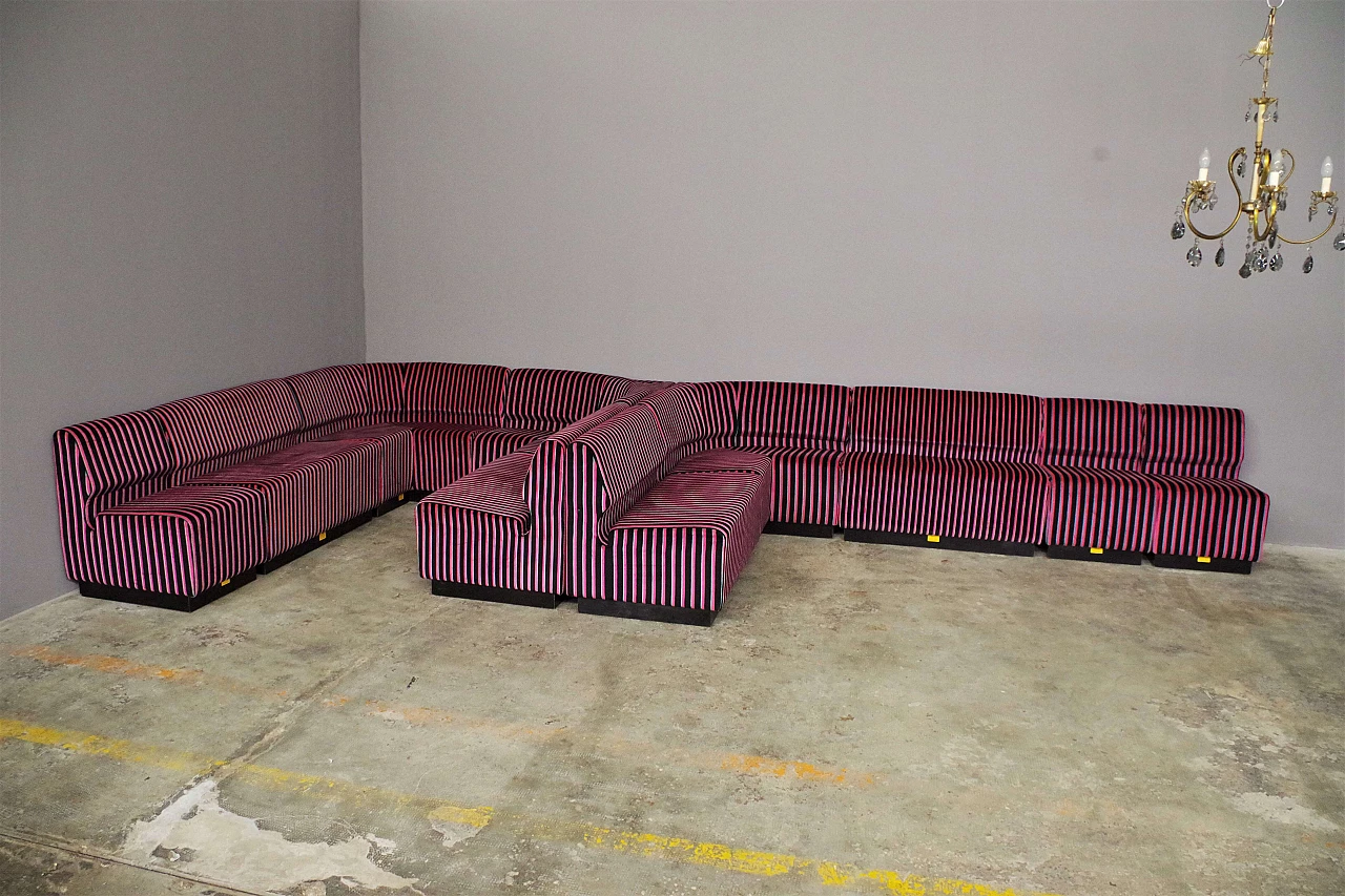 Striped fabric and plastic sofa with 13 modules by Cestari, 1990s 23