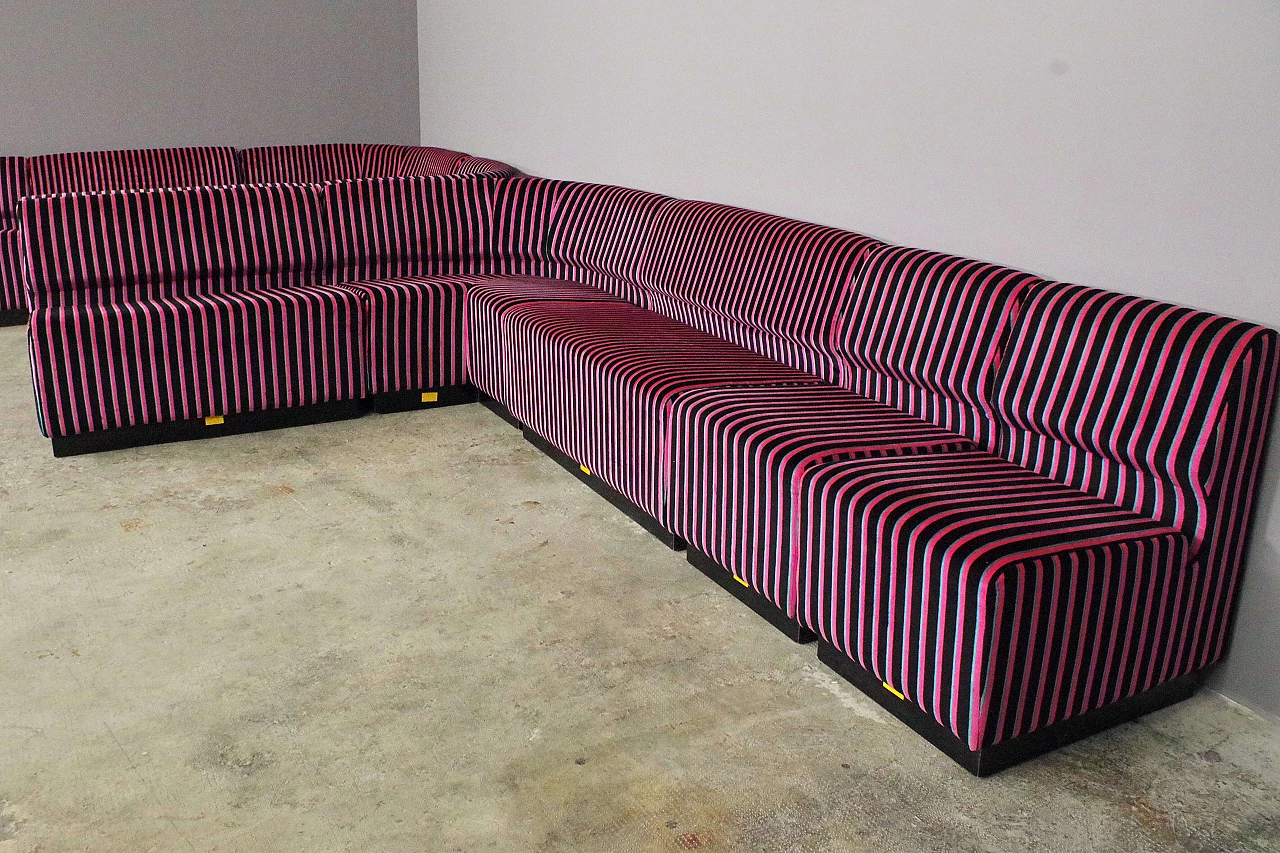 Striped fabric and plastic sofa with 13 modules by Cestari, 1990s 24