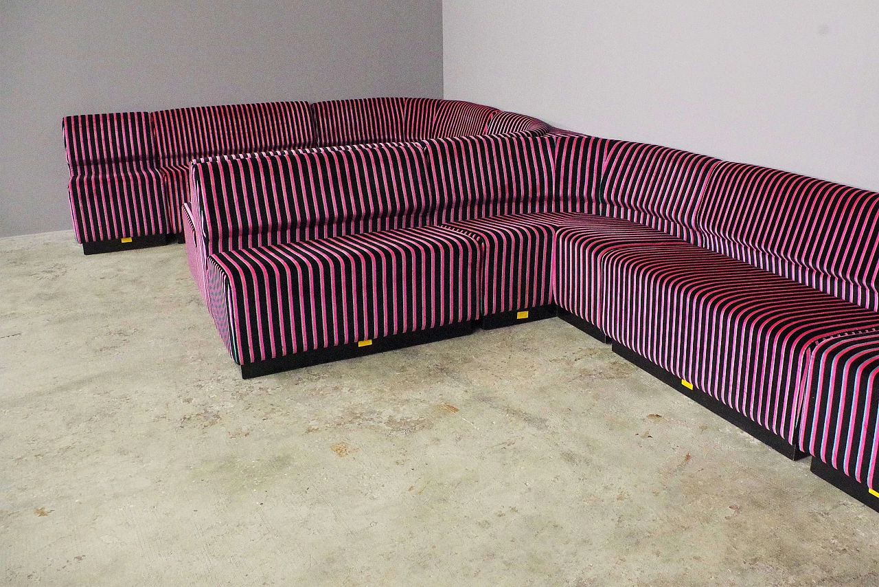Striped fabric and plastic sofa with 13 modules by Cestari, 1990s 25