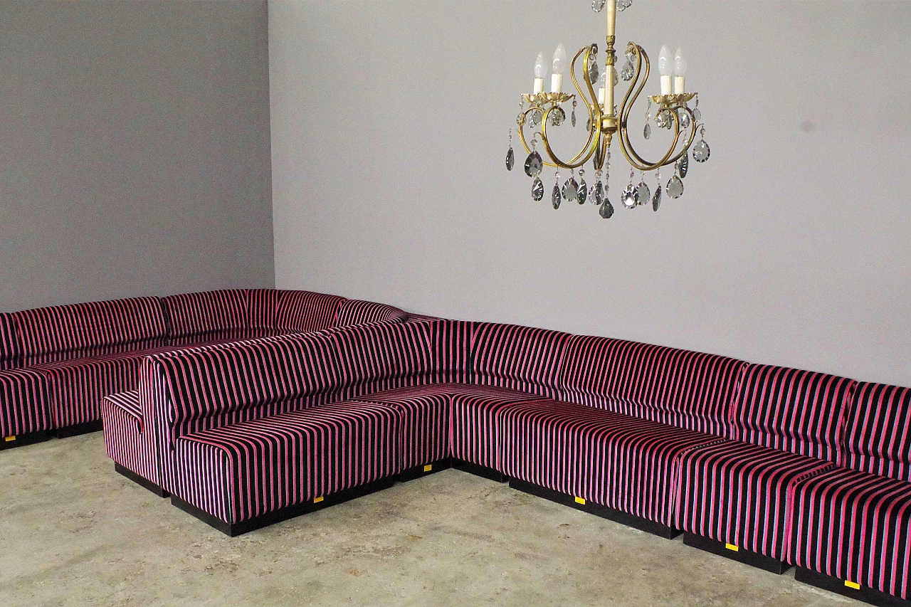 Striped fabric and plastic sofa with 13 modules by Cestari, 1990s 26