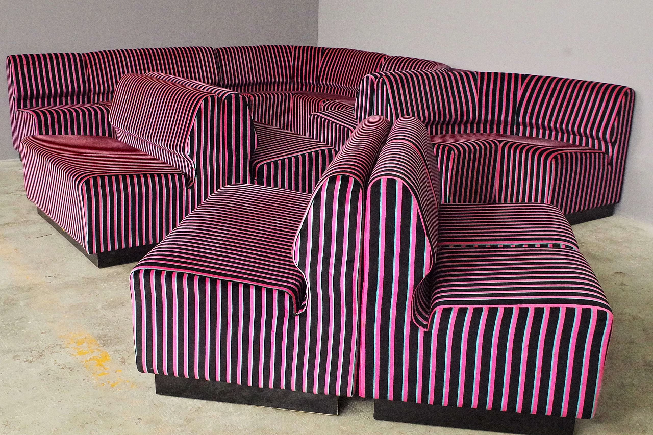 Striped fabric and plastic sofa with 13 modules by Cestari, 1990s 27