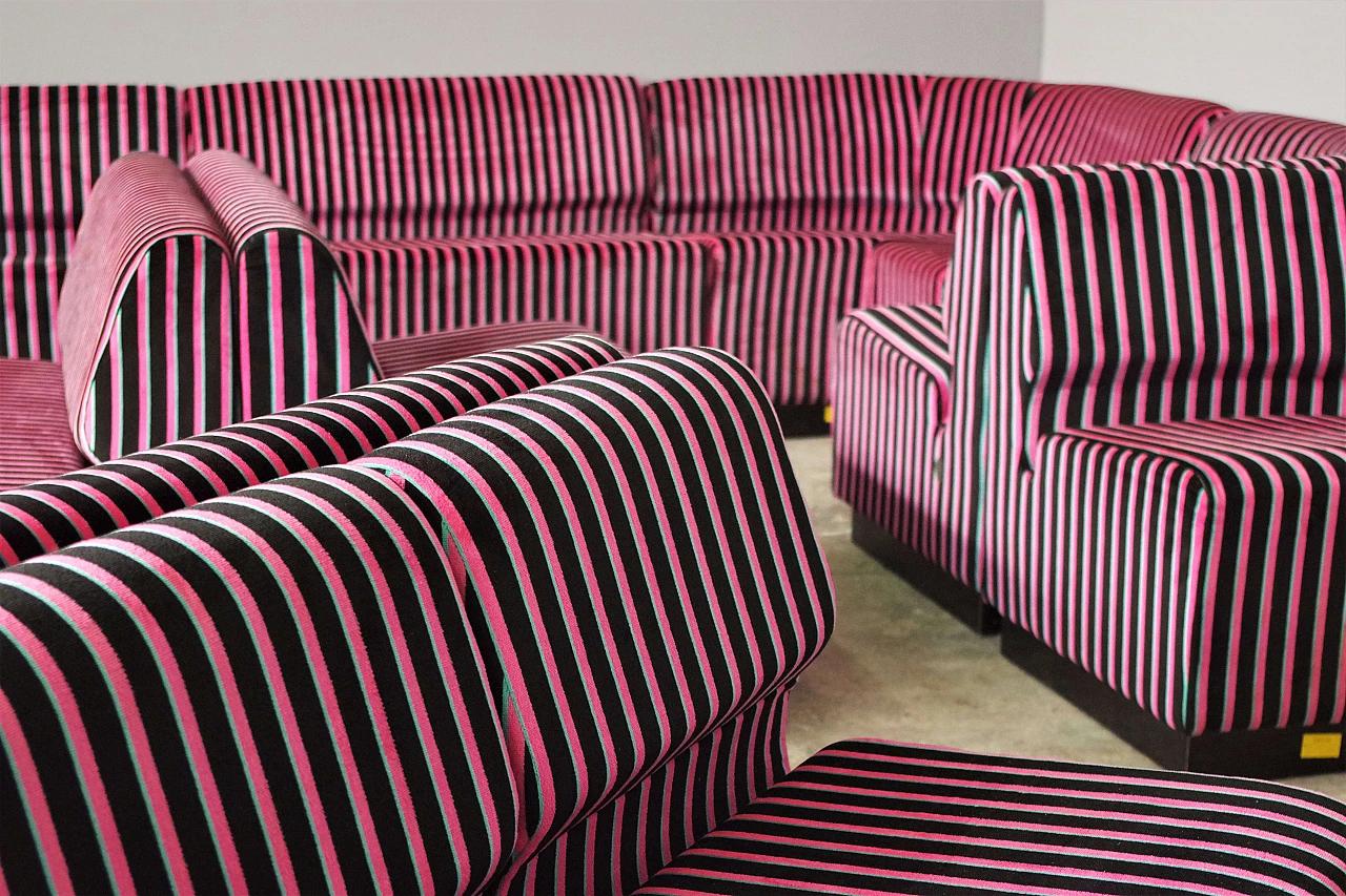 Striped fabric and plastic sofa with 13 modules by Cestari, 1990s 28