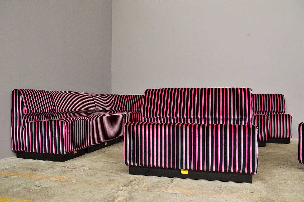 Striped fabric and plastic sofa with 13 modules by Cestari, 1990s 29