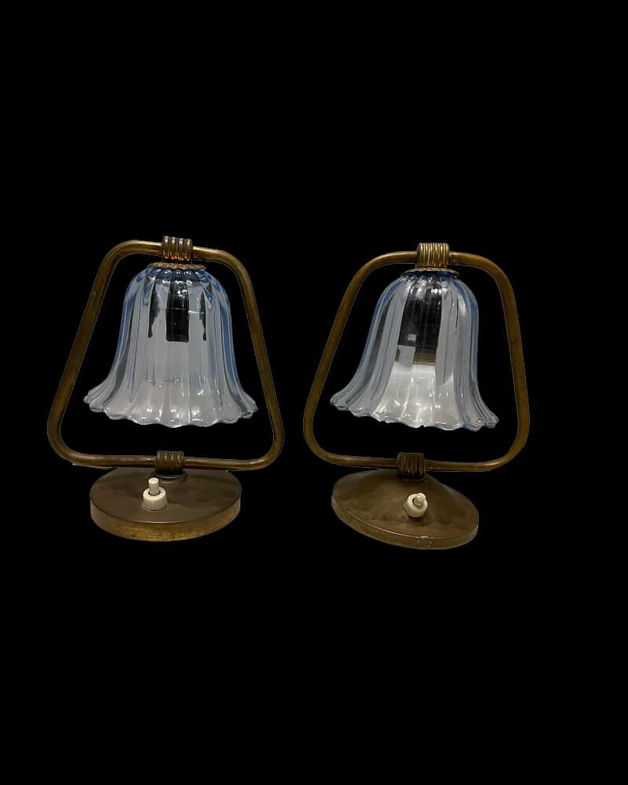 Pair of Barovier Murano glass table lamps, 1940s 1