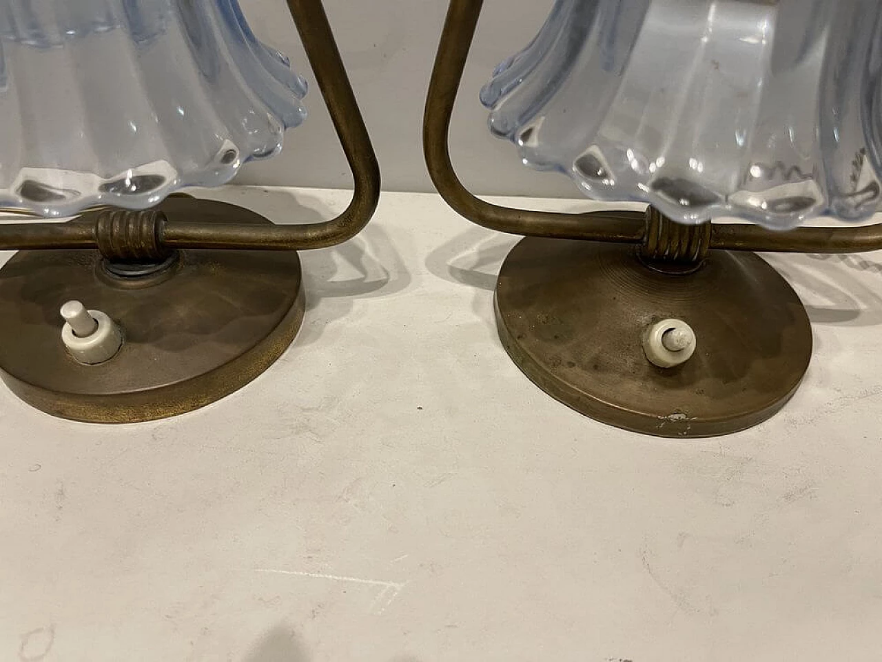 Pair of Barovier Murano glass table lamps, 1940s 6