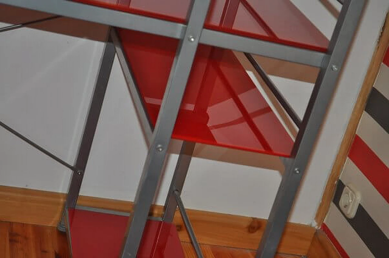 Bauhaus red desk with chair and cabinet in metal, 1990s 18