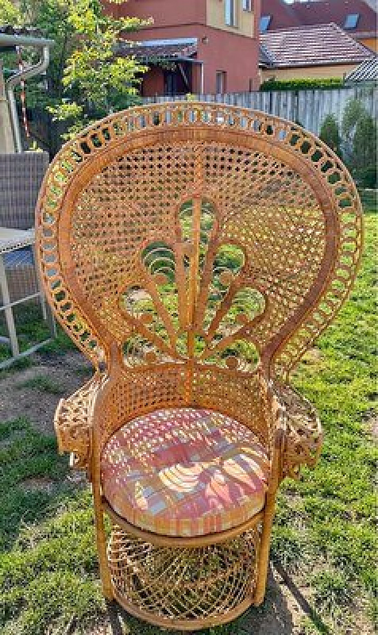 Peacock armchair in rattan, 1970s 1