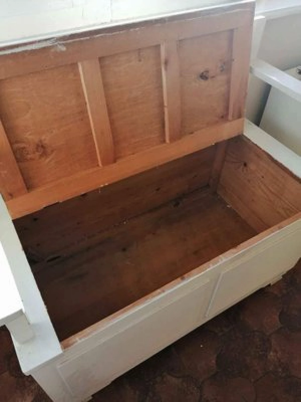 Panca Art Déco in pino riverniciato di bianco, anni '30 7