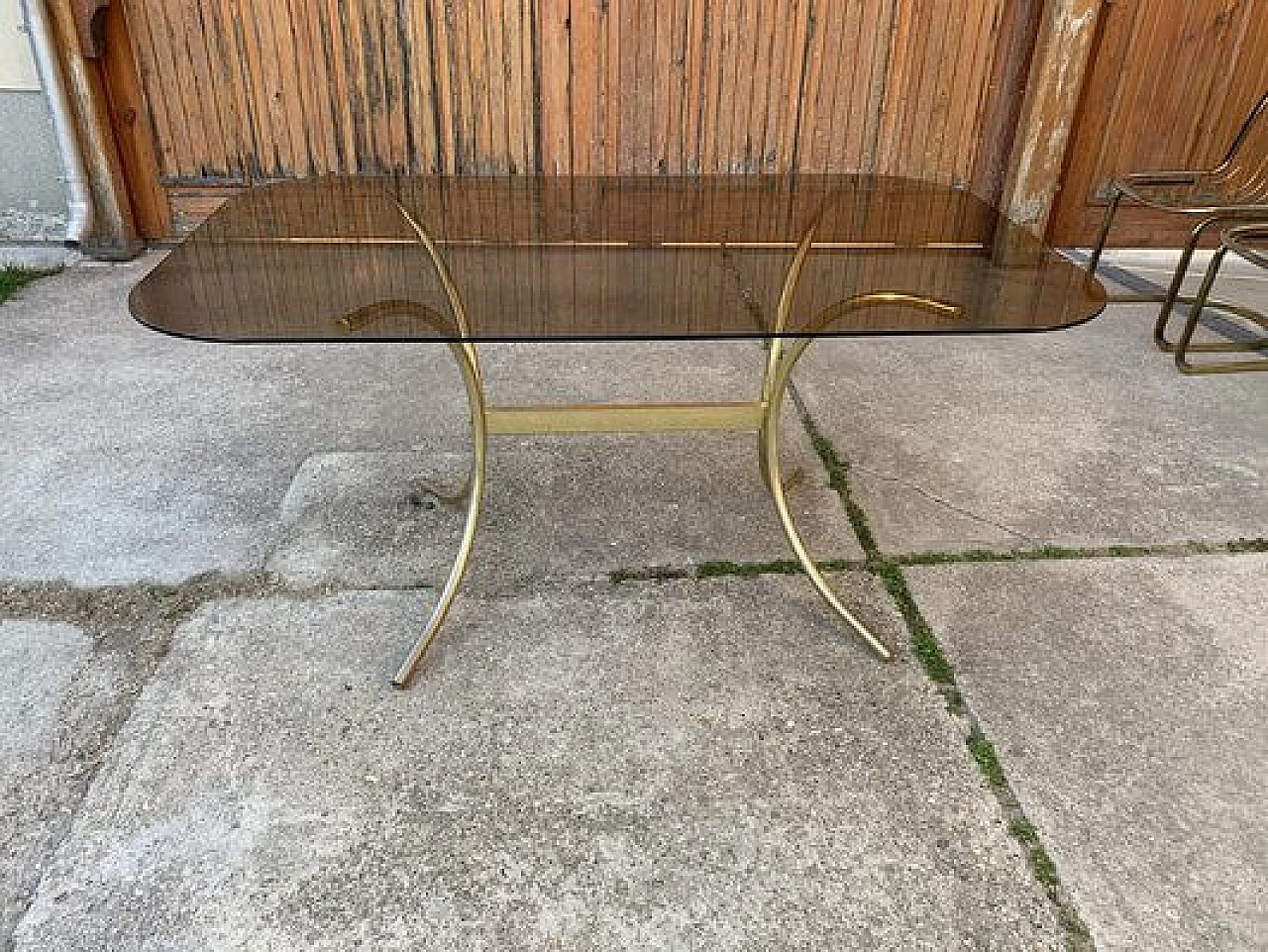 Brass and glass dining table, 1970s 1