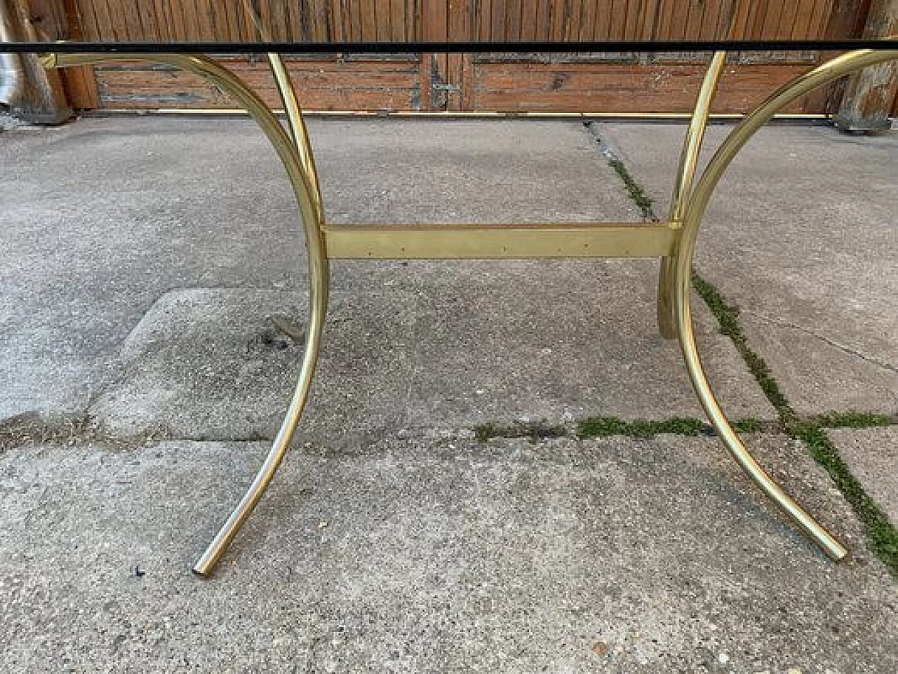 Brass and glass dining table, 1970s 2