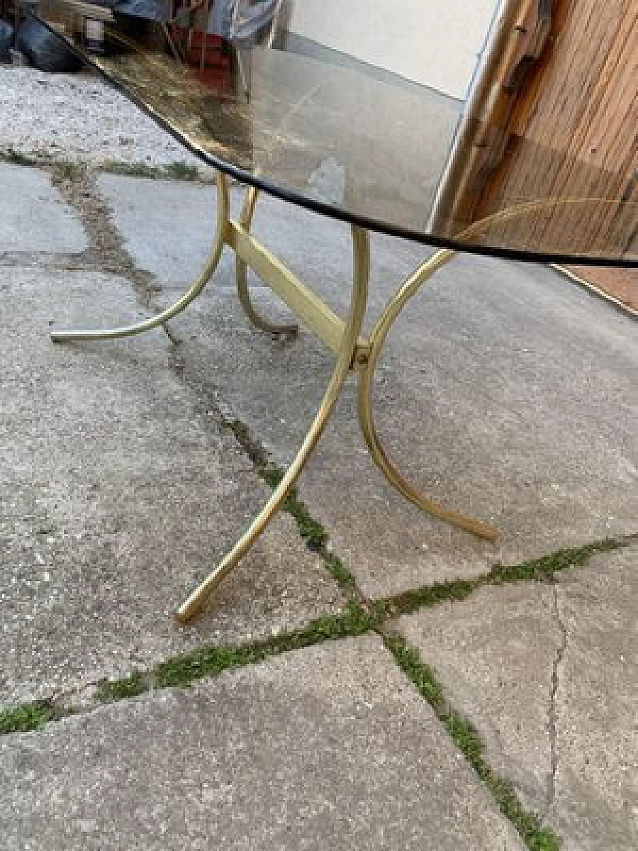 Brass and glass dining table, 1970s 4