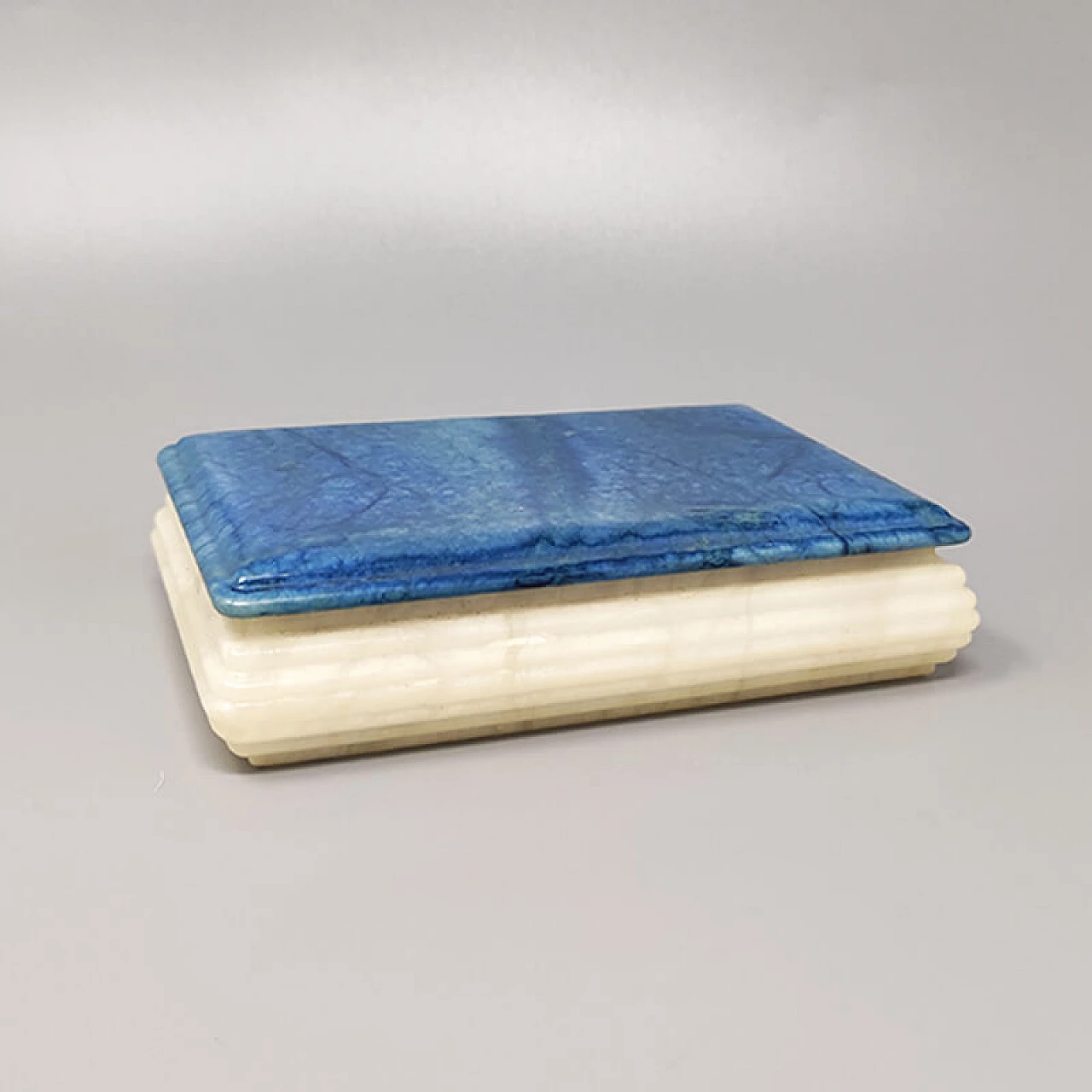 Blue and white alabaster box, 1960s 1