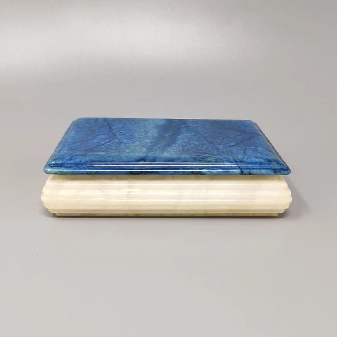Scatola in alabastro blu e bianca, anni '60 3