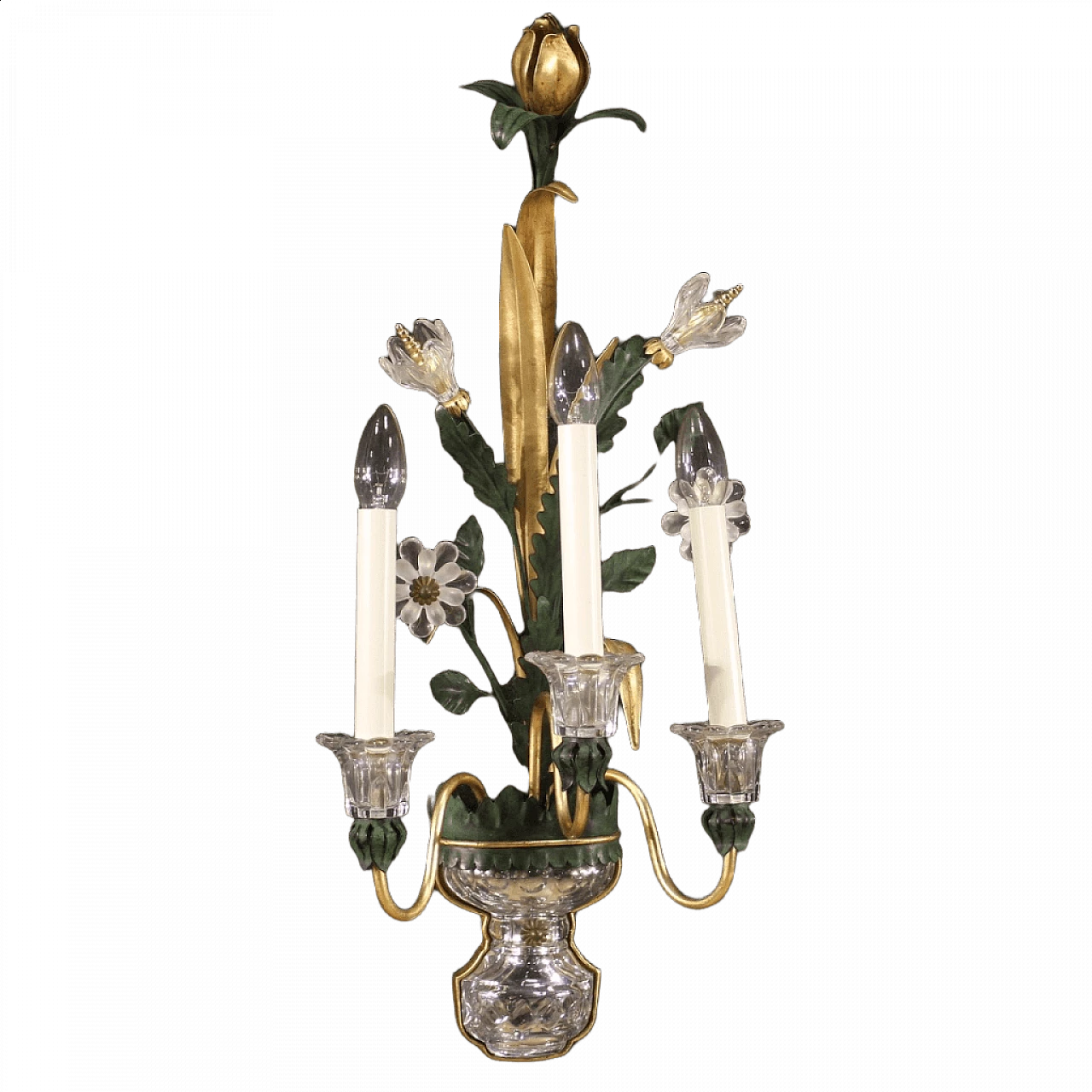 Crystal and gilded metal wall sconce, 1970s 13