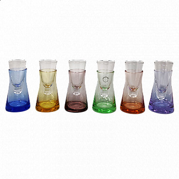 6 Bicchieri colorati in vetro di Murano di Nason, anni '70