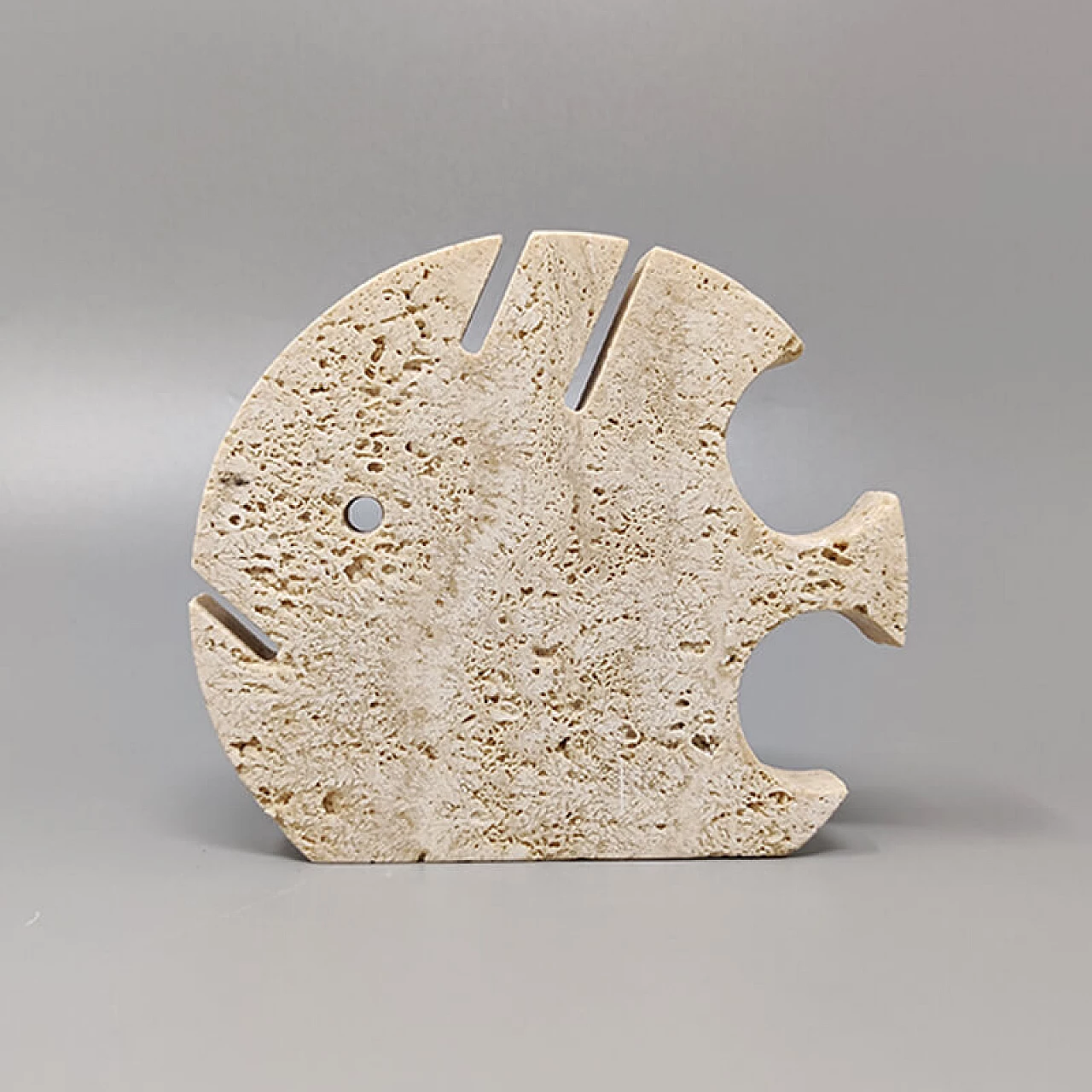 Fish sculpture in travertine by Mari for F.lli Mannelli, 1970s 2