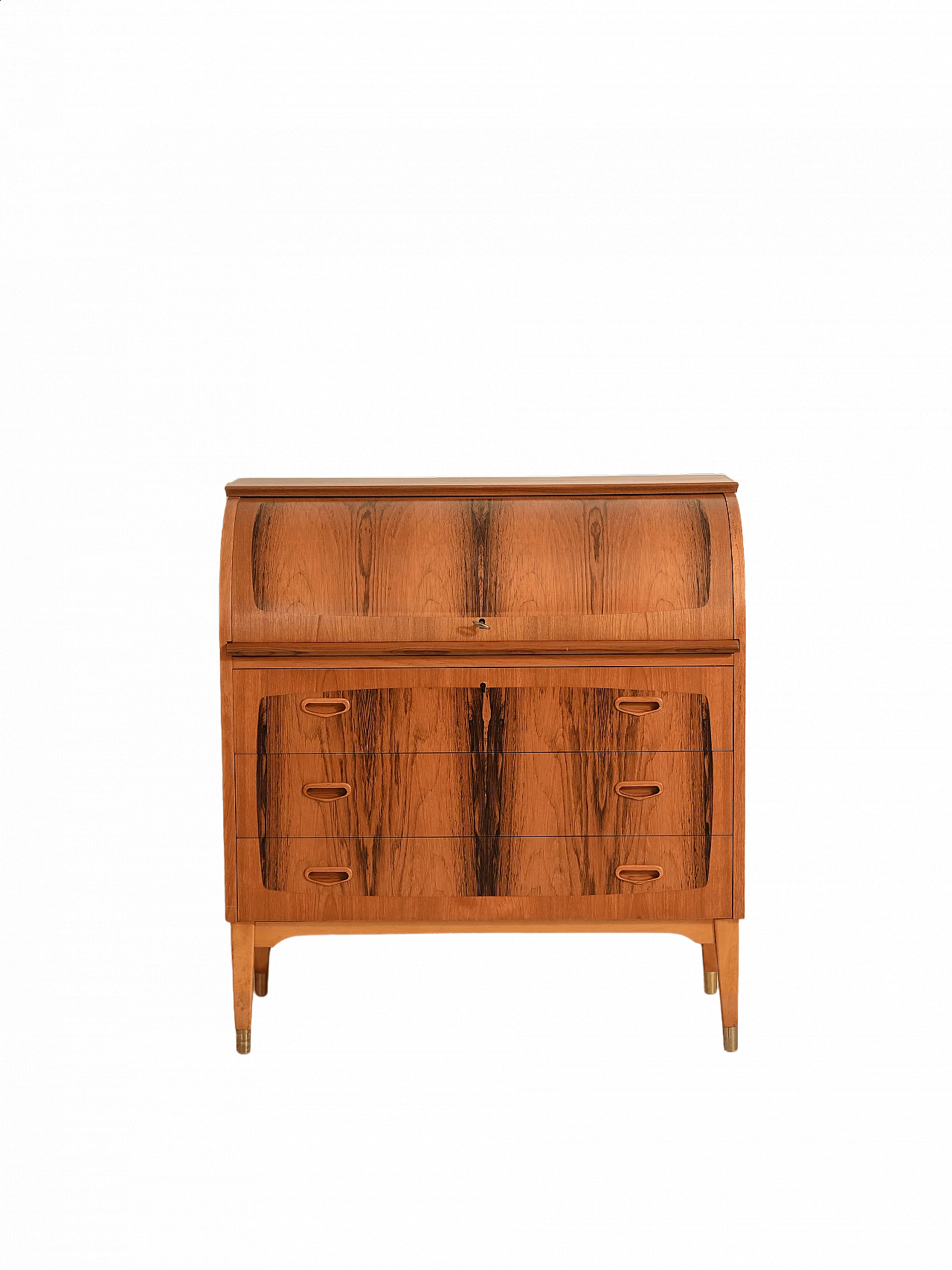 Teak secretaire with drawers and pull-out top, 1960s 15