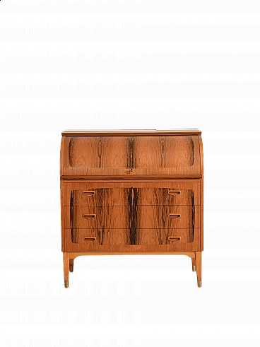 Teak secretaire with drawers and pull-out top, 1960s