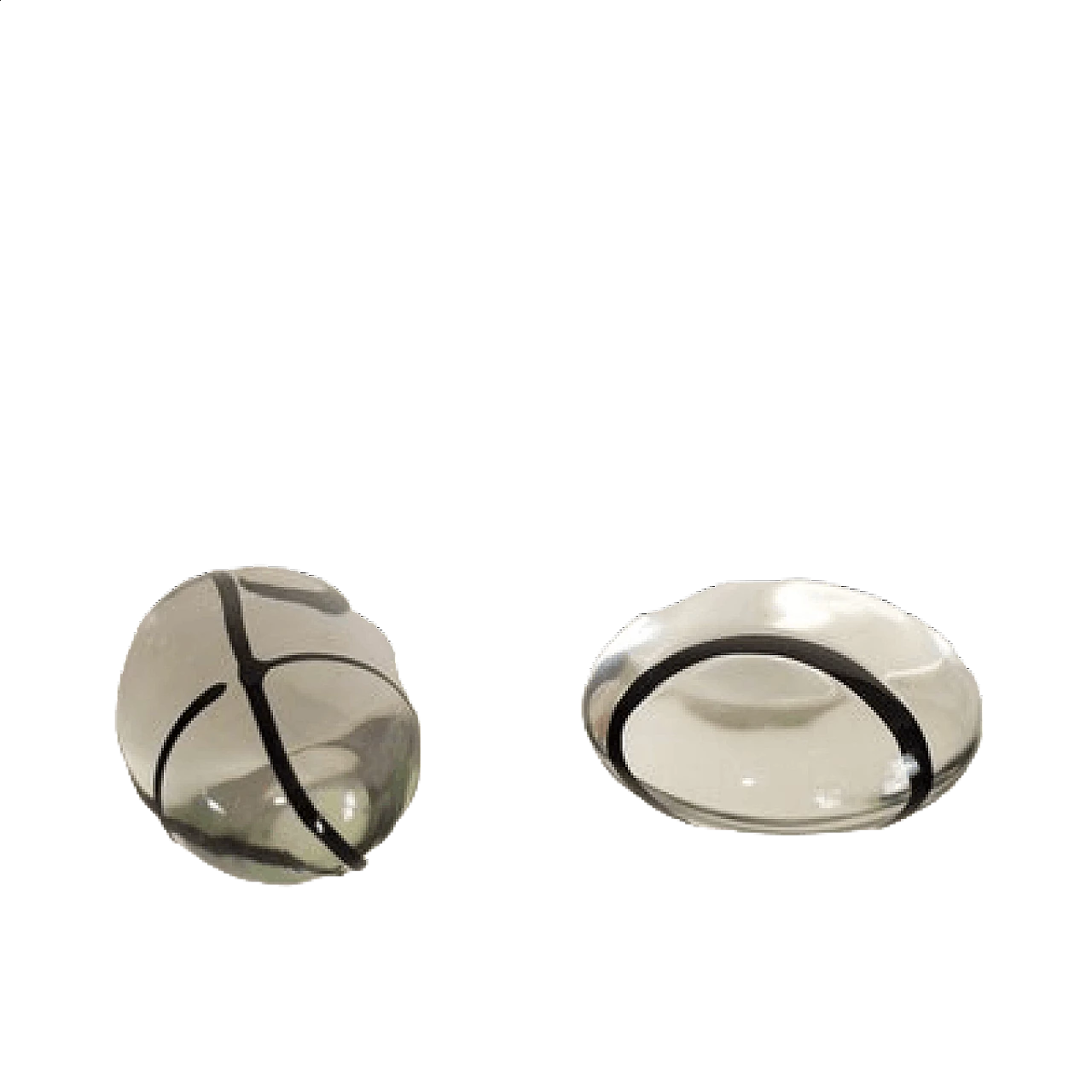 Pair of Murano glass paperweights with black veins, 1960s 9