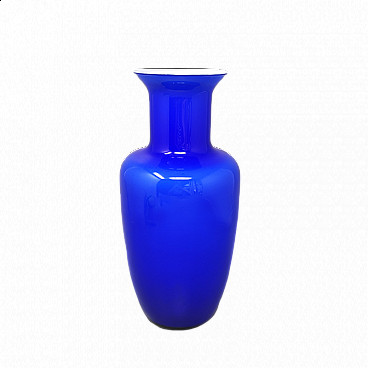 Vaso in vetro di Murano blu di Nason, anni '60