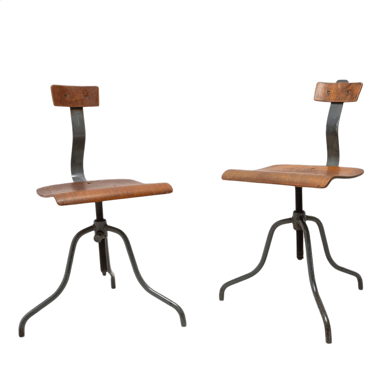 Pair of industrial adjustable desk chairs, 1960s 23
