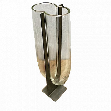 Glass and steel sculptural vase by Carlo Nason, 1969