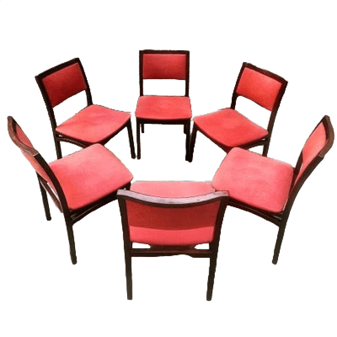 6 Mahogany chairs in the style of Ico Parisi, 1960s 11