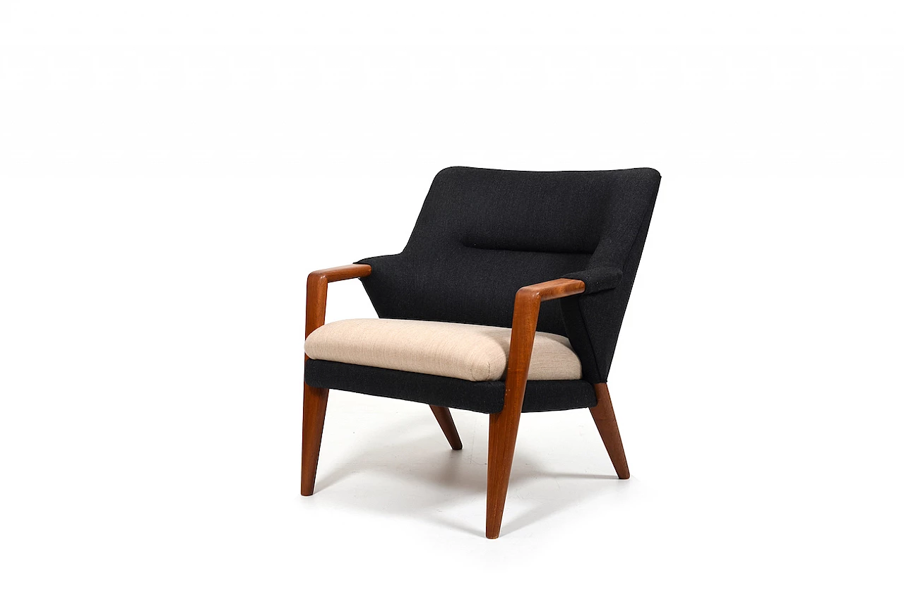 Danish solid teak armchair with upholstery, 1960s 1